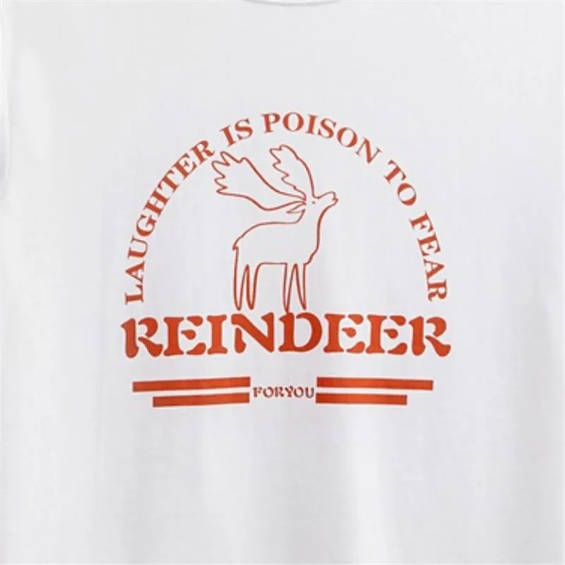 Print Reindeer Cotton T-Shirt