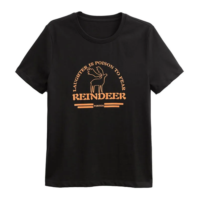 Print Reindeer Cotton T-Shirt