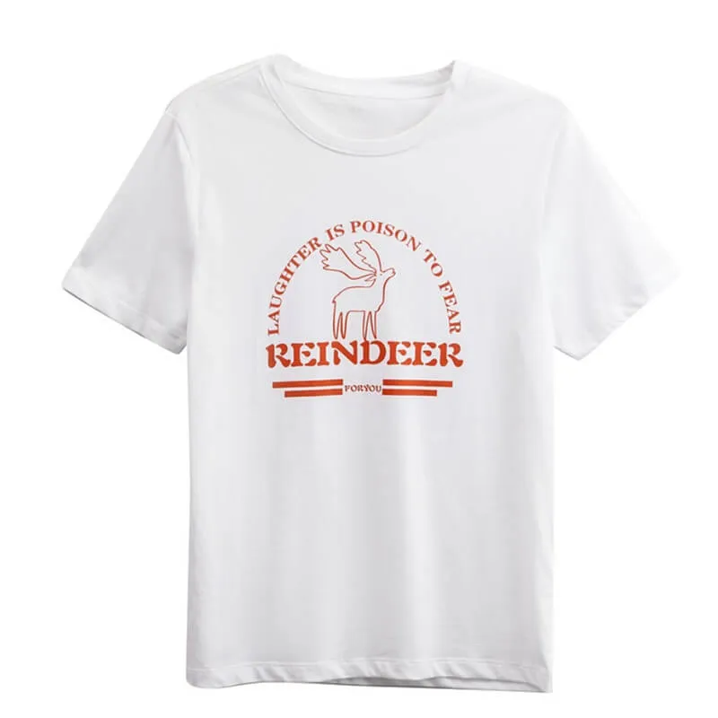 Print Reindeer Cotton T-Shirt