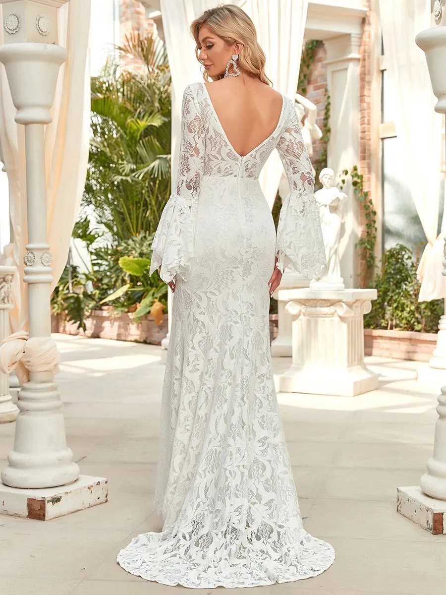 Priya long sleeve Wedding gown with train s6 Express NZ wide