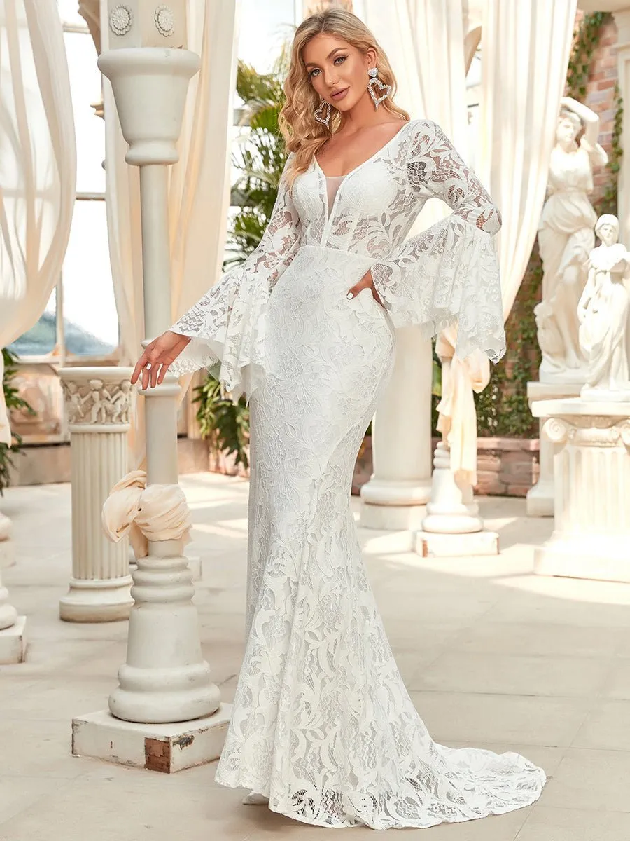 Priya long sleeve Wedding gown with train s6 Express NZ wide