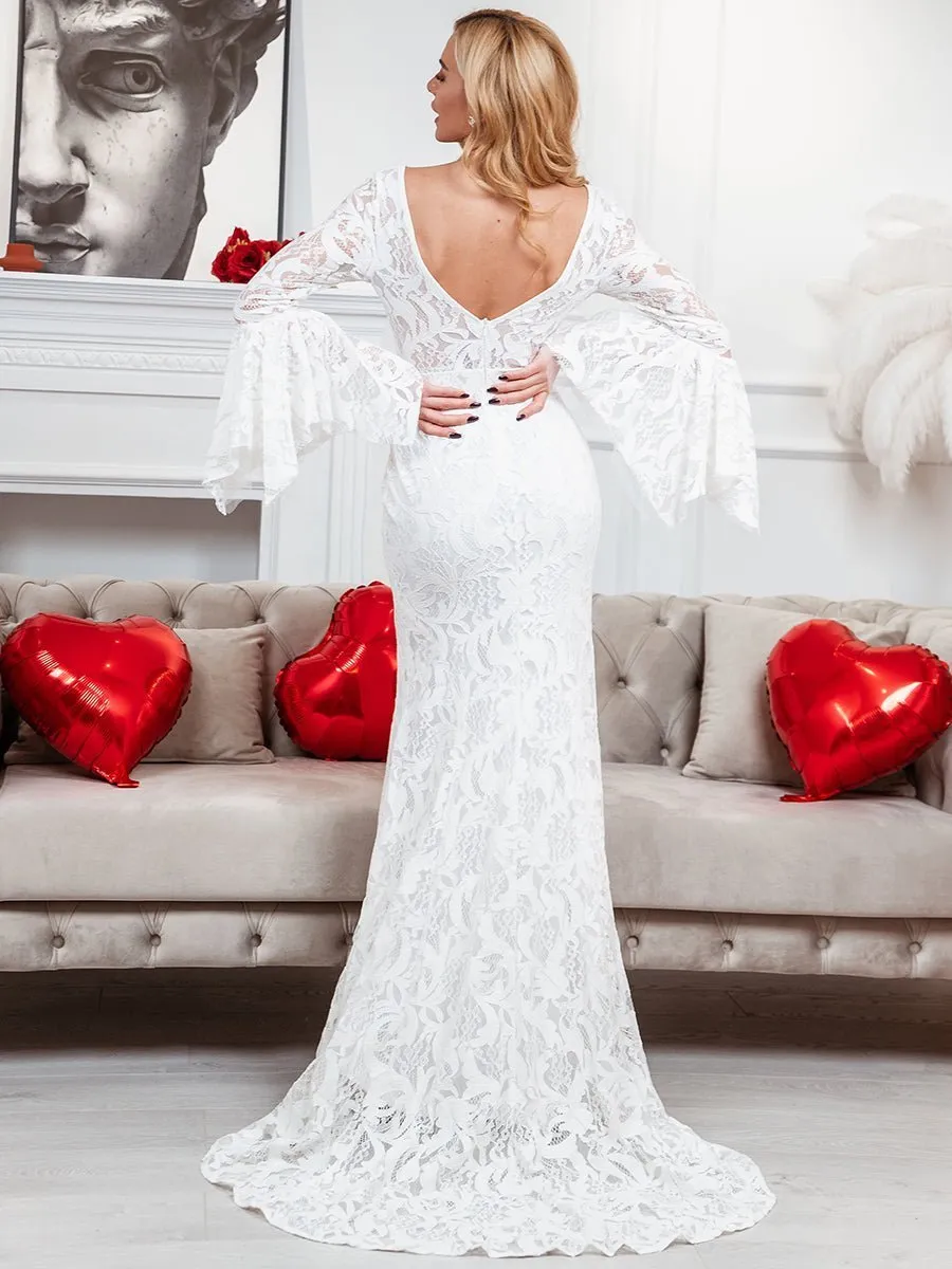 Priya long sleeve Wedding gown with train s6 Express NZ wide