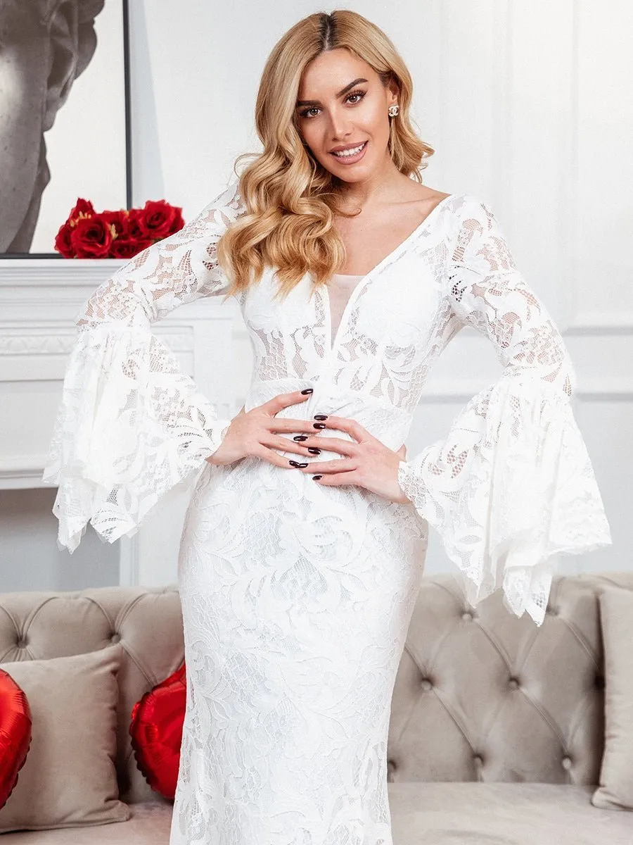Priya long sleeve Wedding gown with train s6 Express NZ wide