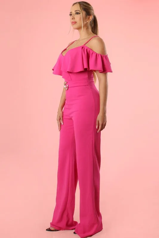 "Party Ready"  Stretch Jumpsuit - Fuschia