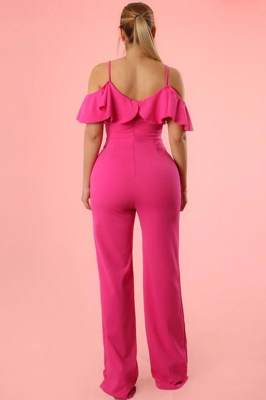 "Party Ready"  Stretch Jumpsuit - Fuschia