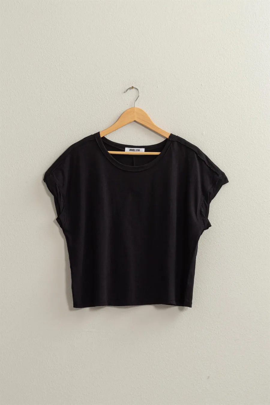 RAW EDGE DETAIL SHORT SLEEVE T SHIRT