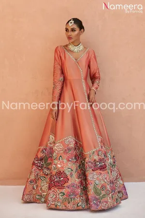 Raw Silk Angrakha Style Frock for Wedding Party #BR19