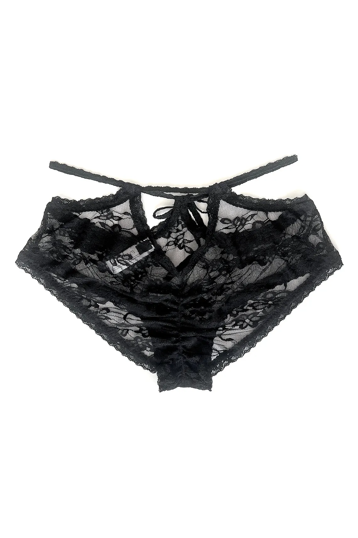 READY TO SHIP Rosehip Tie Panty in Black Surplus Lace (Size L)