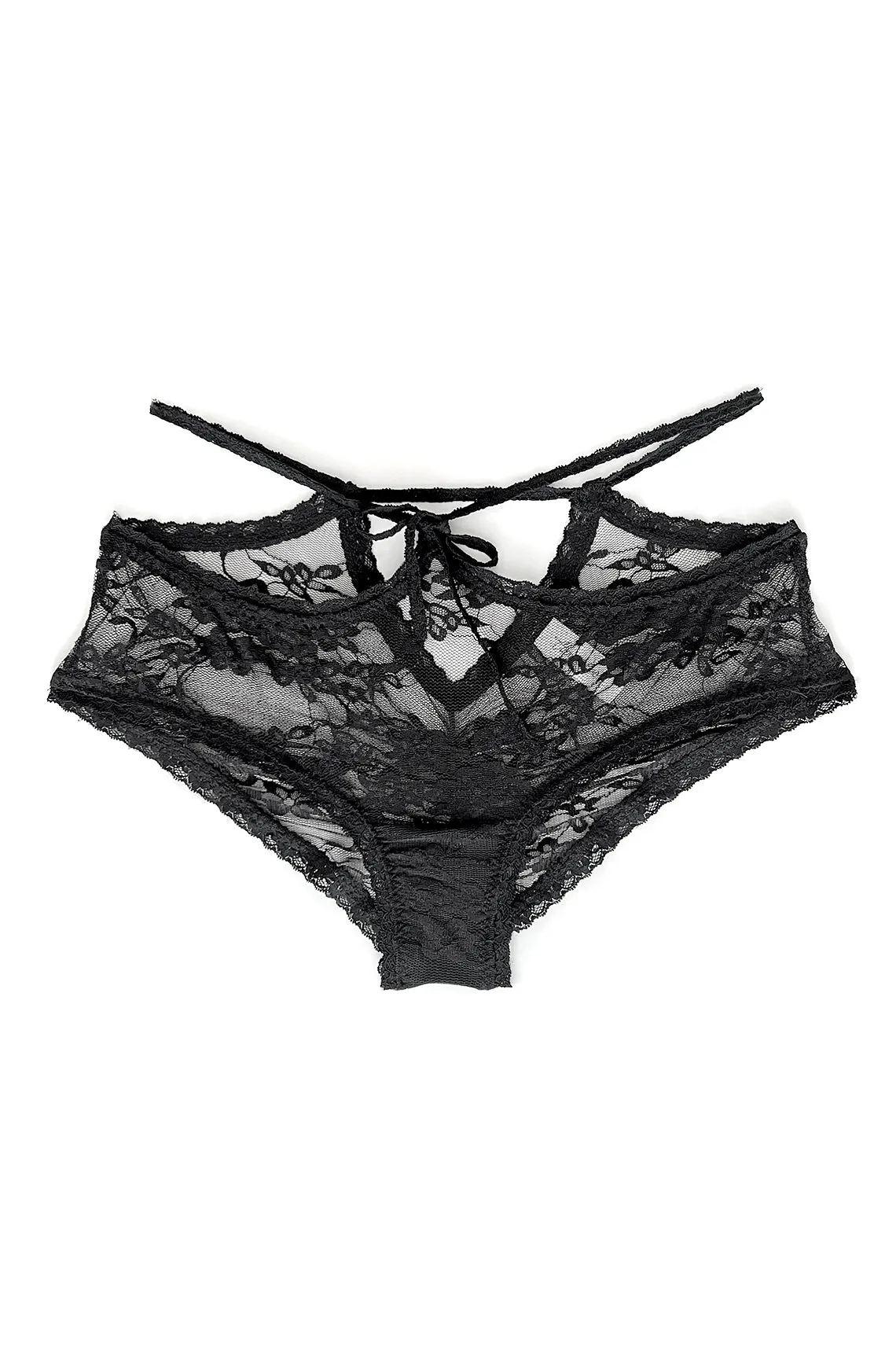 READY TO SHIP Rosehip Tie Panty in Black Surplus Lace (Size L)