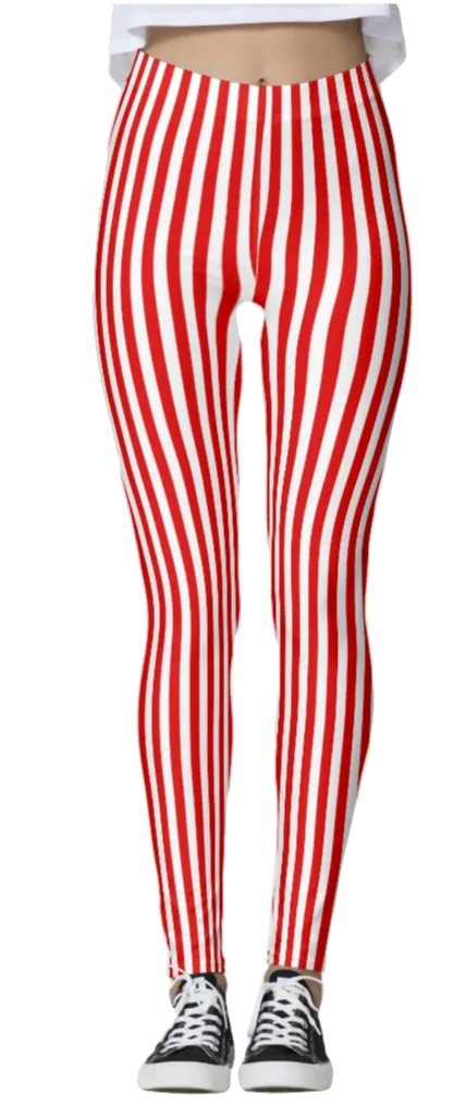 Red & White Thin Striped Leggings