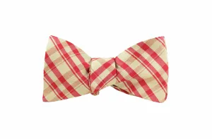Red and Gold Plaid Silk Bow Tie