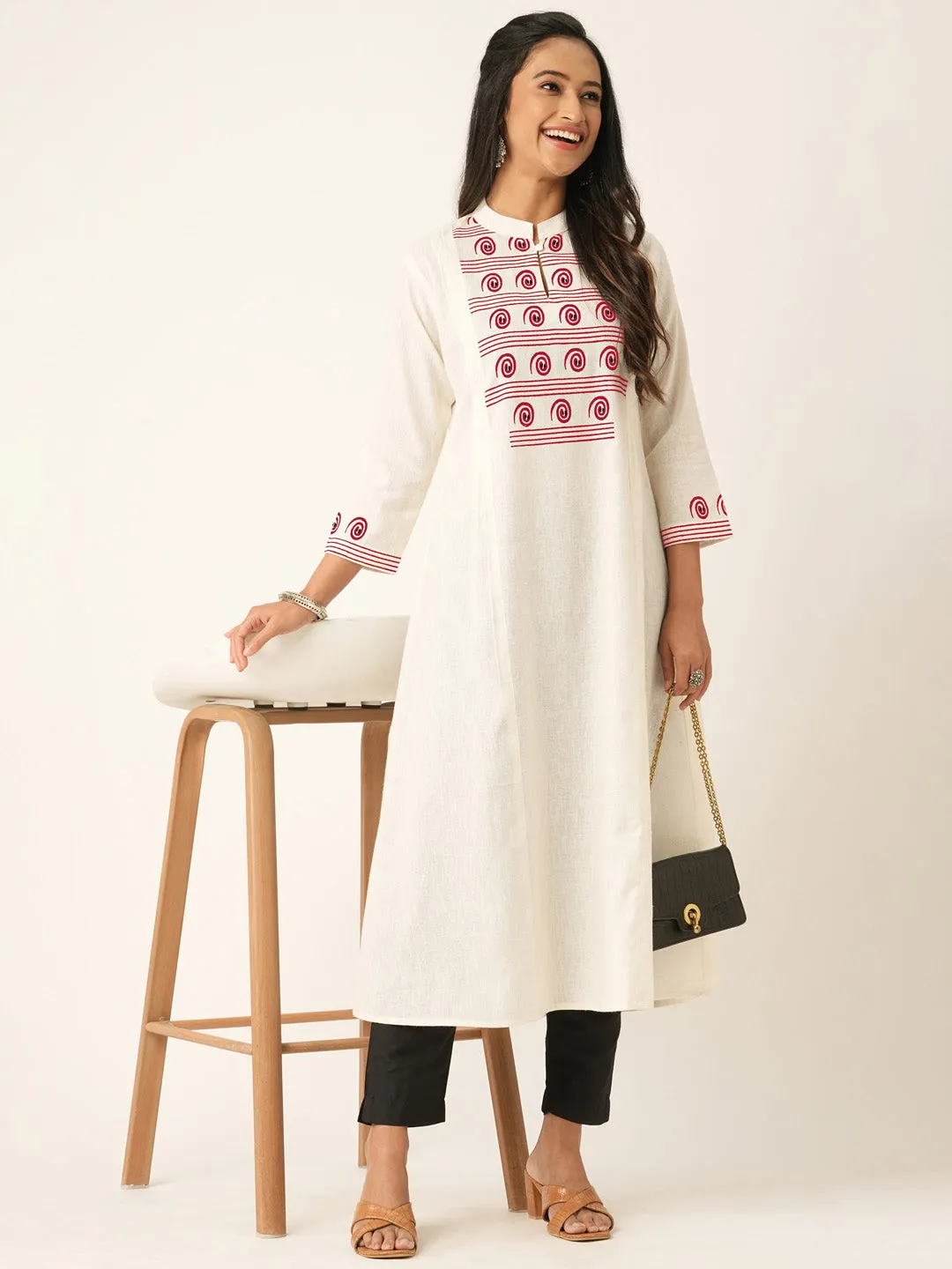 Red Comfort Fit Cotton Kurta for Women Online in India - Zola