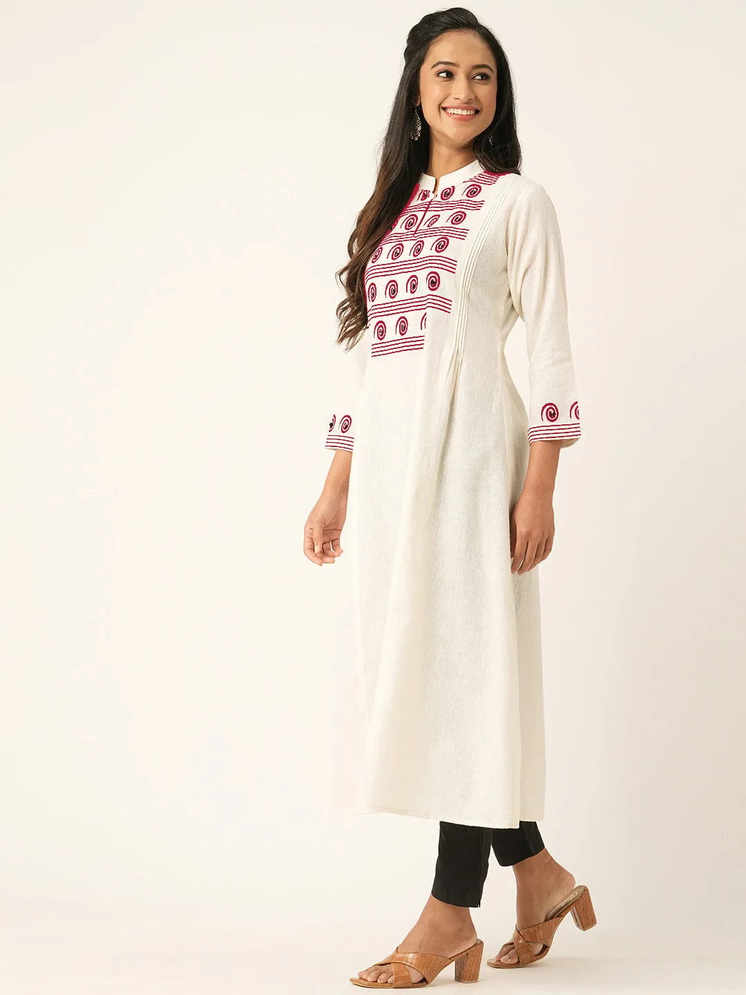 Red Comfort Fit Cotton Kurta for Women Online in India - Zola