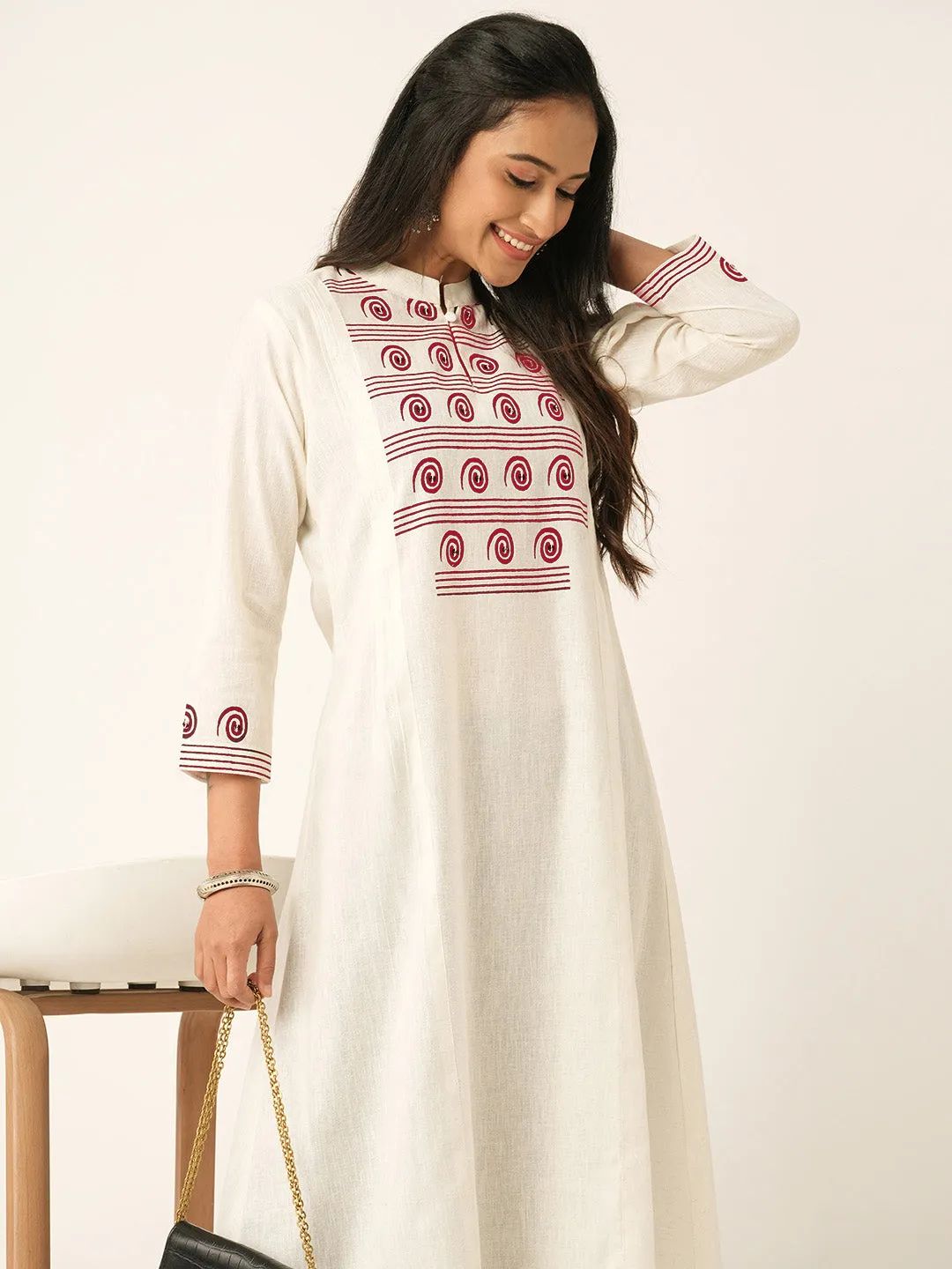 Red Comfort Fit Cotton Kurta for Women Online in India - Zola