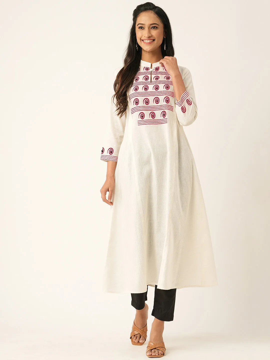 Red Comfort Fit Cotton Kurta for Women Online in India - Zola
