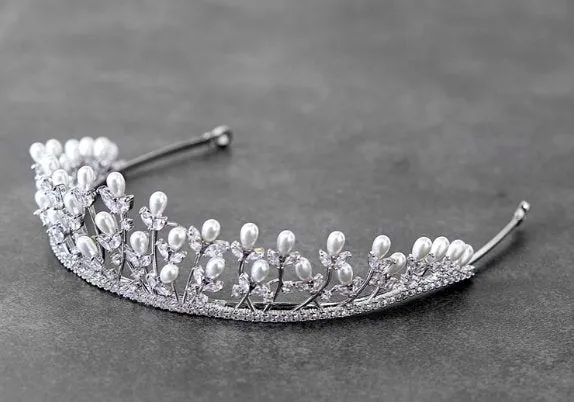 Regal Cubic Zirconia and Pearl Tiara