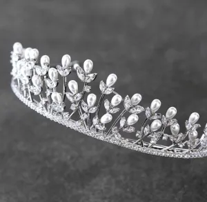 Regal Cubic Zirconia and Pearl Tiara