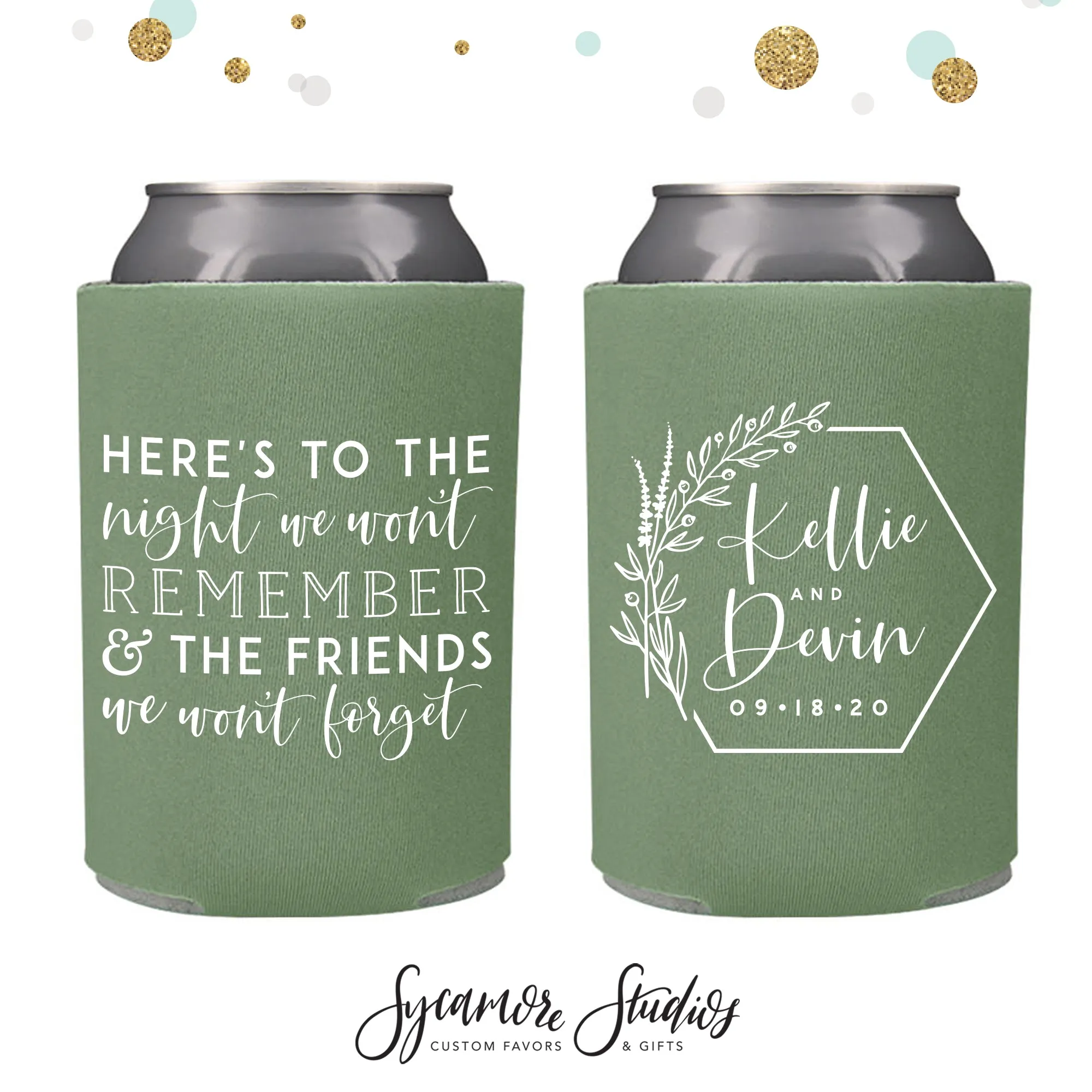 Regular & Slim Can Cooler Wedding Package #173RS - Here's To The Night