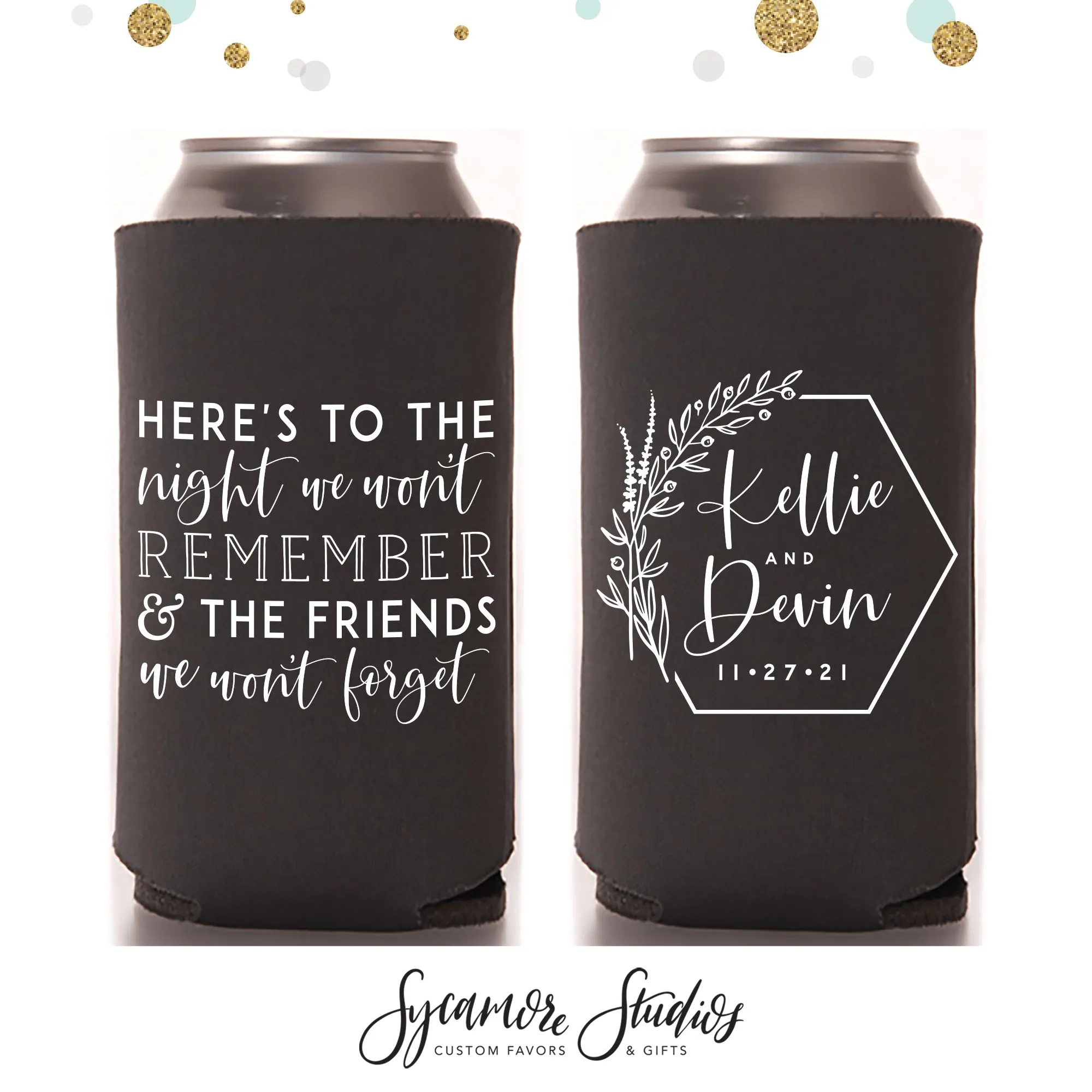 Regular & Slim Can Cooler Wedding Package #173RS - Here's To The Night
