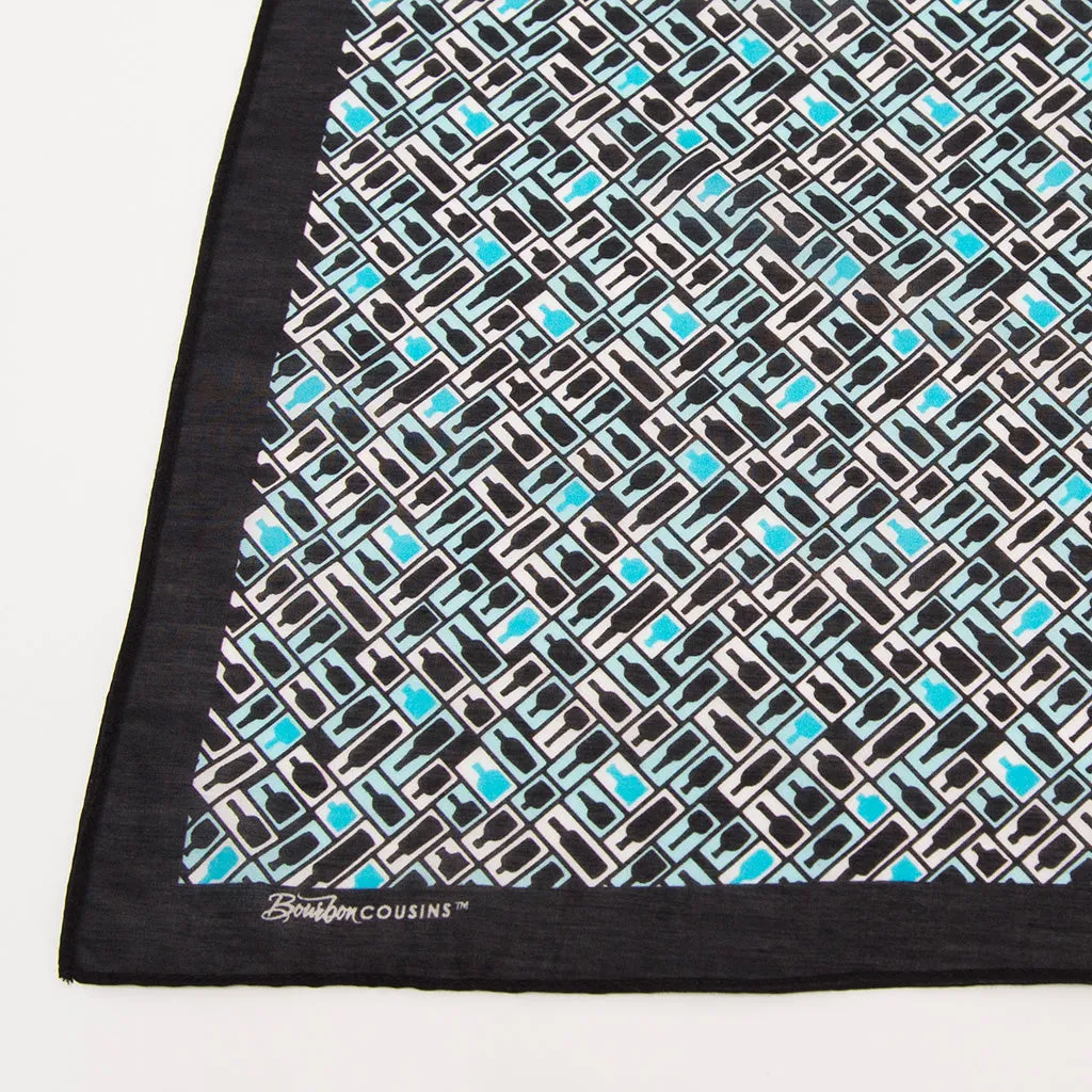 Retro Bourbon© Pocket Square | Black   Aqua