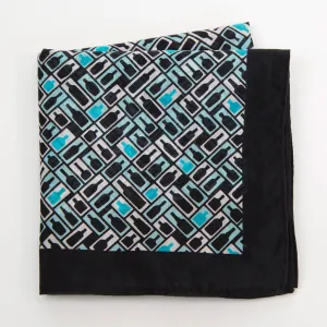 Retro Bourbon© Pocket Square | Black   Aqua