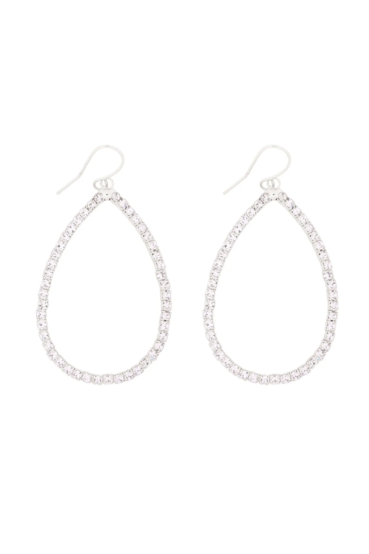 RHINESTONE 1 LINE PEAR SHAPE DROP HOOK EARRINGS
