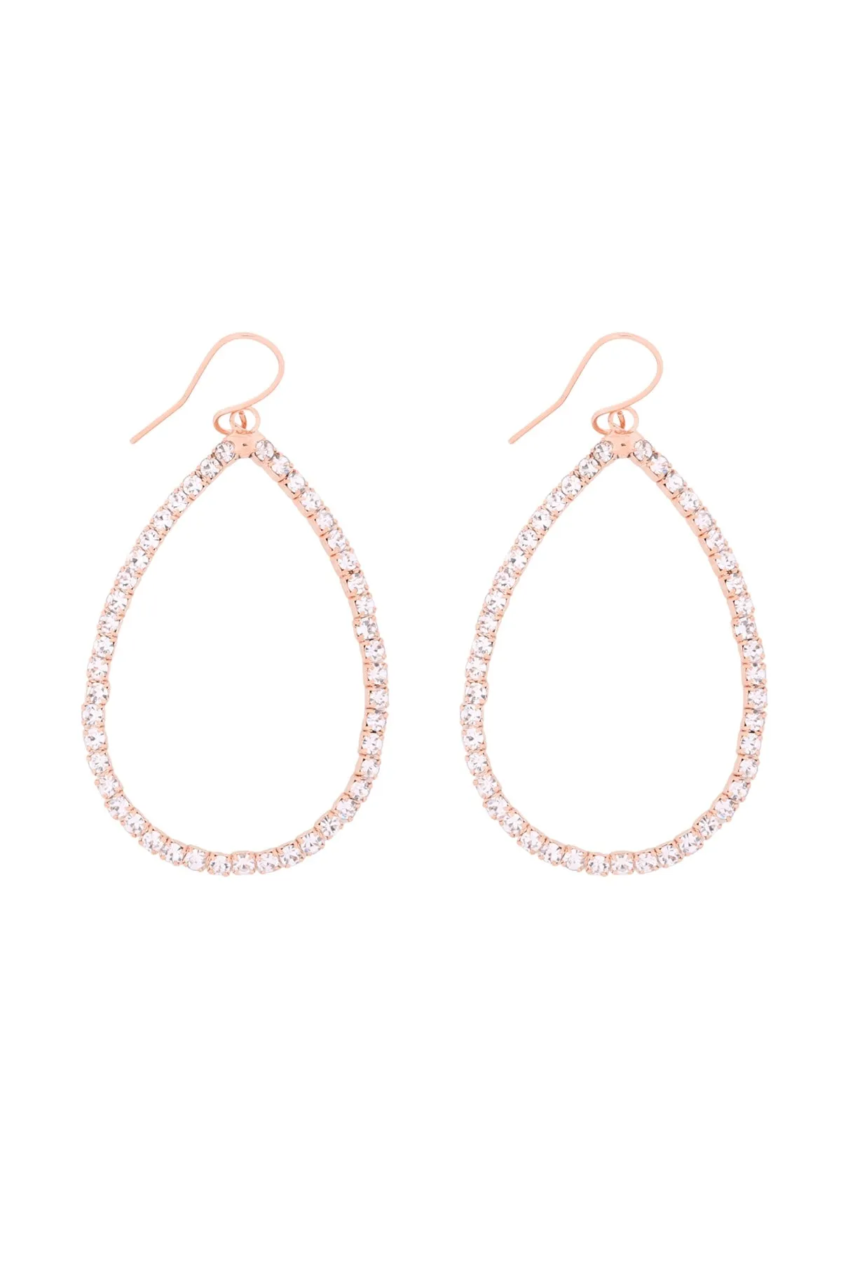 RHINESTONE 1 LINE PEAR SHAPE DROP HOOK EARRINGS