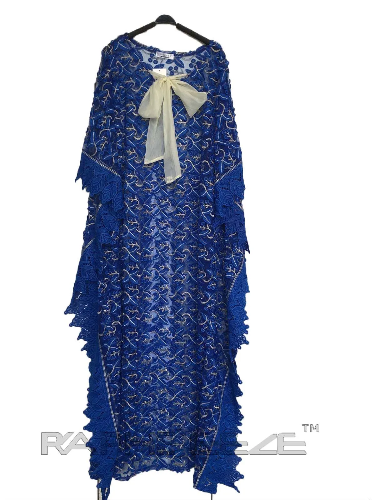 Rich Blue Cotton Lace Caftan Maxi