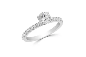 Ring 18kt White Gold Solitaire and Elevated Diamonds