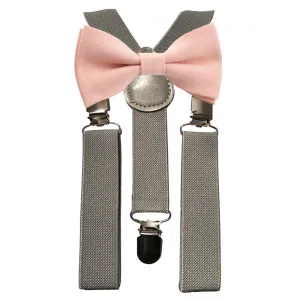 Romeo Boys Blush Pink Bow Tie and Grey Braces