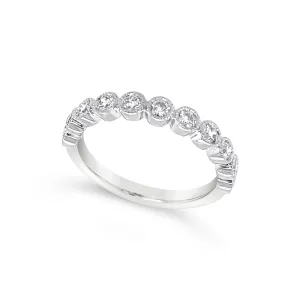 Round Bezel Set Milgrain Edge Diamond Wedding Band - .50 carat t.w.