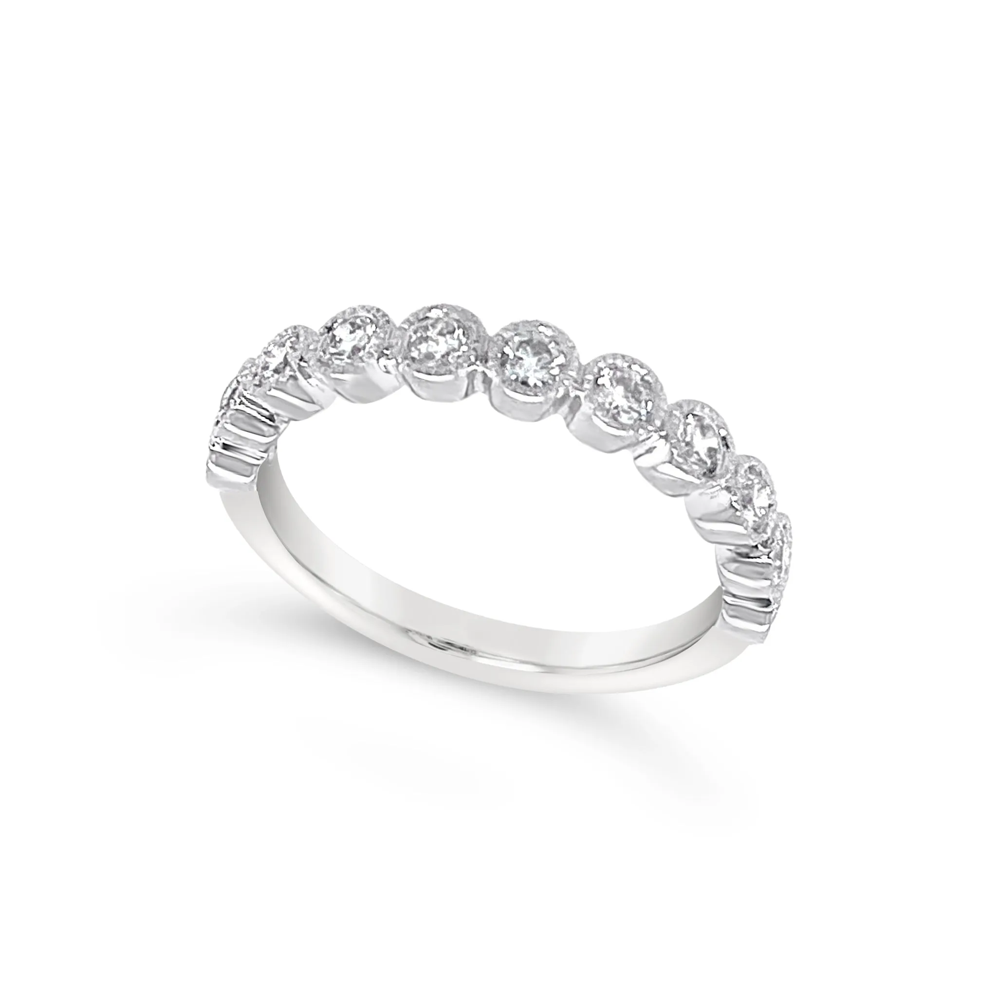 Round Bezel Set Milgrain Edge Diamond Wedding Band - .50 carat t.w.