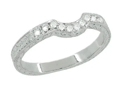 Royal Crown Curved Diamond Wedding Band in White Gold - 14K or 18K