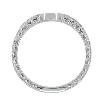 Royal Crown Curved Diamond Wedding Band in White Gold - 14K or 18K