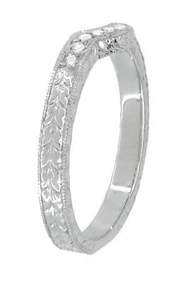 Royal Crown Curved Diamond Wedding Band in White Gold - 14K or 18K
