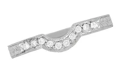 Royal Crown Curved Diamond Wedding Band in White Gold - 14K or 18K