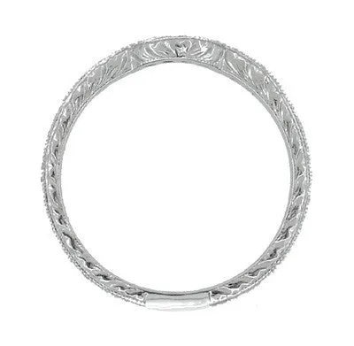 Royal Crown Curved Diamond Wedding Band in White Gold - 14K or 18K