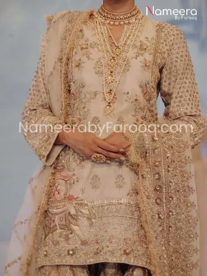 Royal Pakistani Embroidered Shirt with Gharara Work #BS01