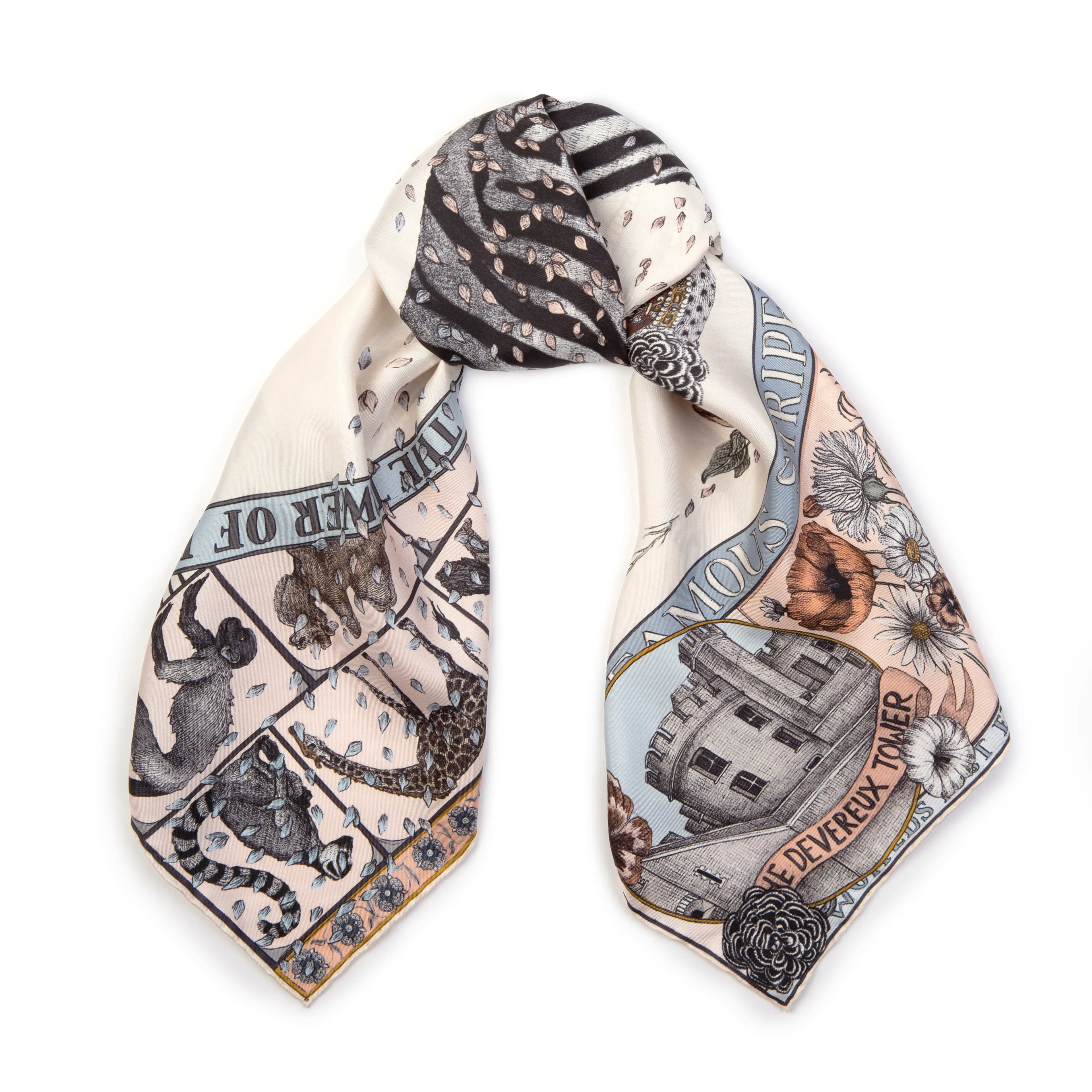 royal striped horses silk scarf - pastel