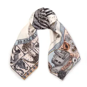 royal striped horses silk scarf - pastel