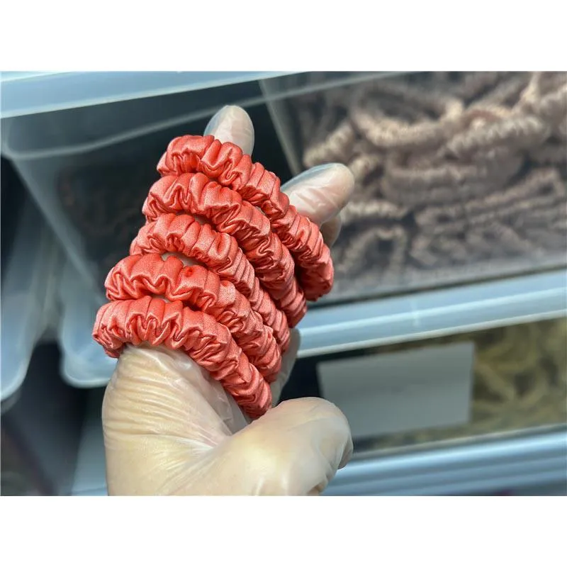 Scarlet silk scrunchies mini