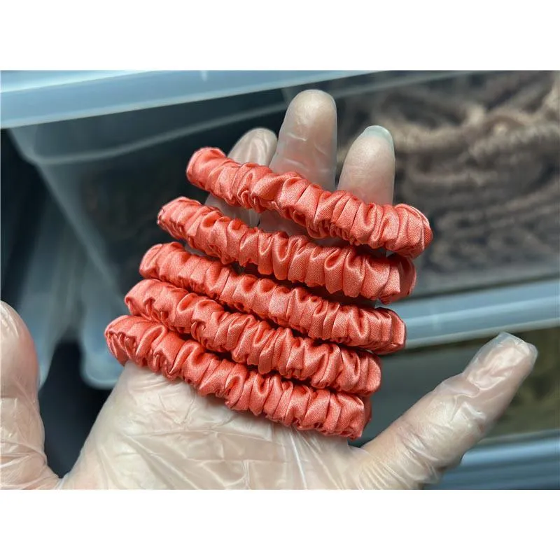 Scarlet silk scrunchies mini