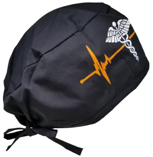Scrub Cap Medical Surgeon Head Cover Surgical Hat Nurse Nursing Operating Room, Black EKG