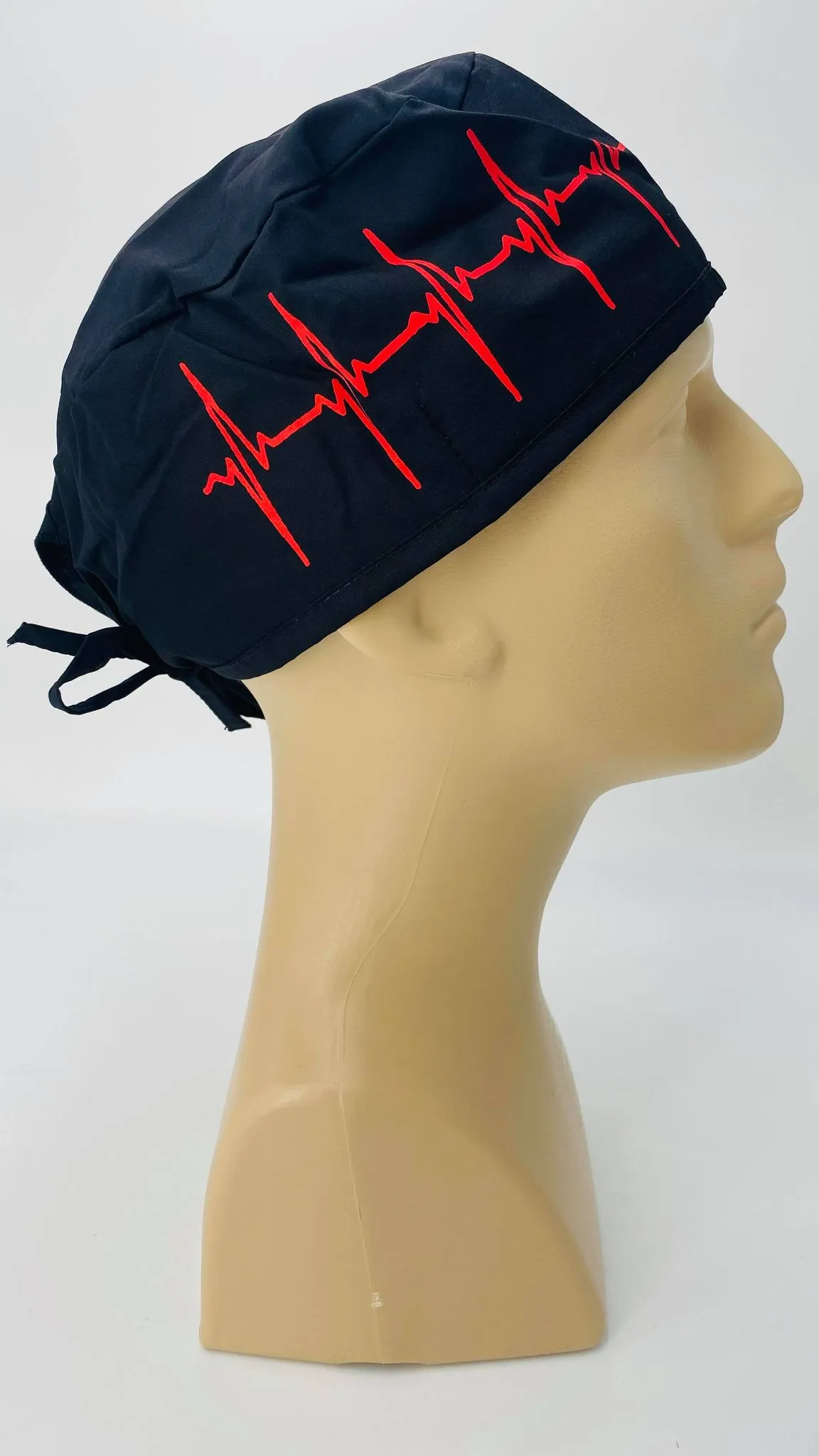 Scrub Cap Medical Surgeon Head Cover Surgical Hat Nurse Nursing Operating Room, Cardiologist EKG Heartbeat