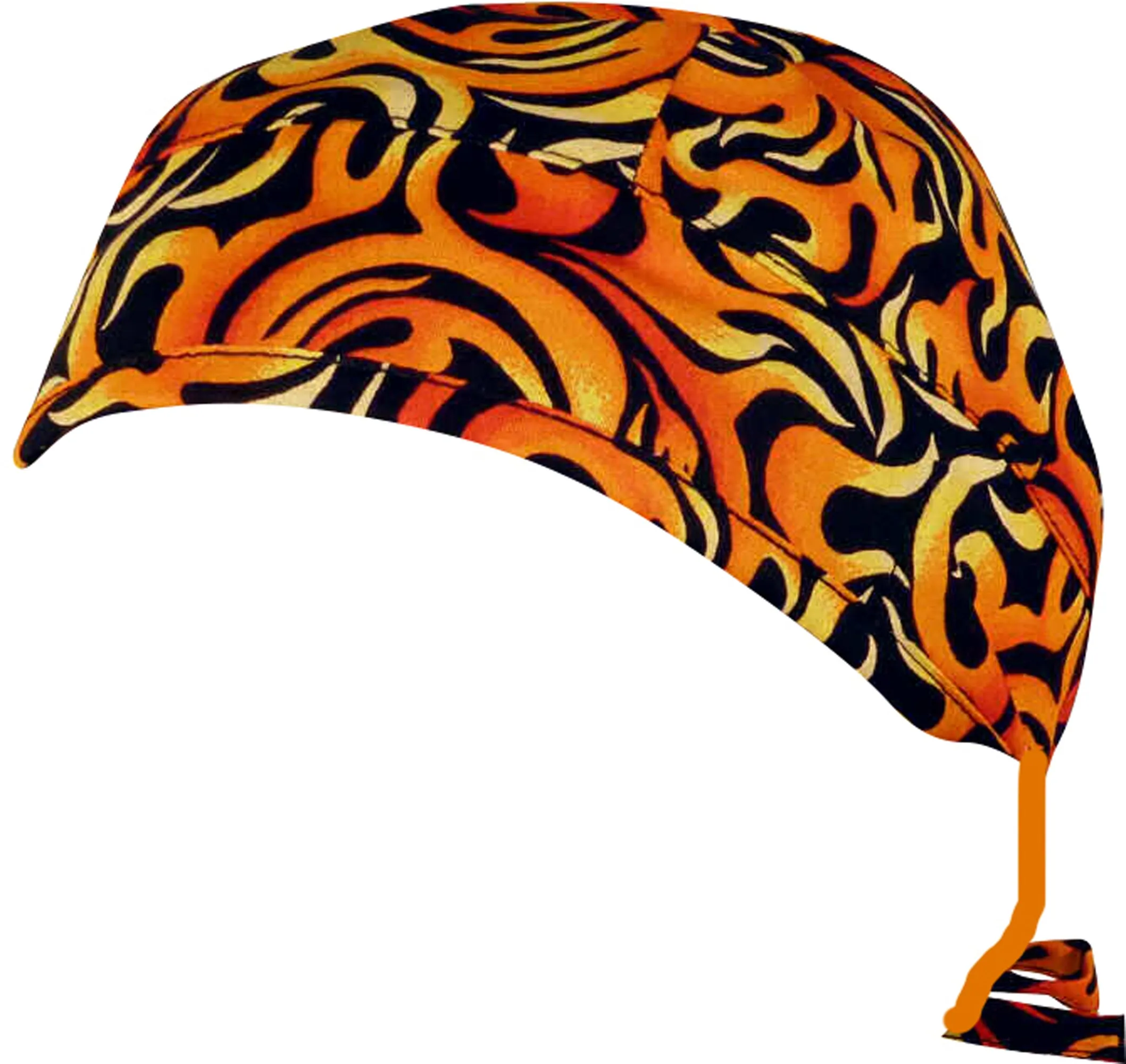 Scrub Cap Medical Surgeon Head Cover Surgical Hat Nurse Nursing Operating Room, Orange Yellow Black Flames