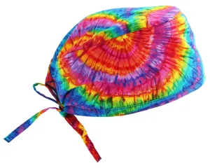 Scrub Cap Medical Surgeon Head Cover Surgical Hat Nurse Nursing Operating Room, Tie Dye Rainbow