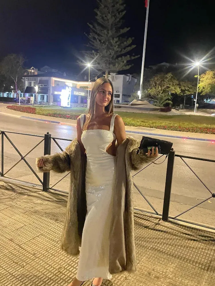 Sexy Backless Sequin Glitter Maxi Dresses For Women Boutique Fashion Bodycon Shiny Sleeveless Cut Out Evening Party Dress Prom