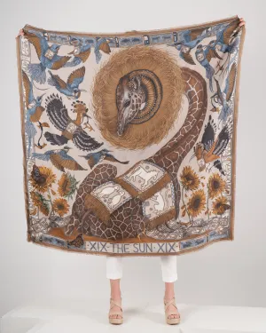 silk scarf 135 x 135 cm - linen/bone