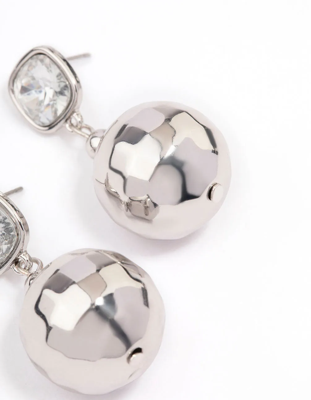 Silver Diamante & Disco Ball Drop Earrings