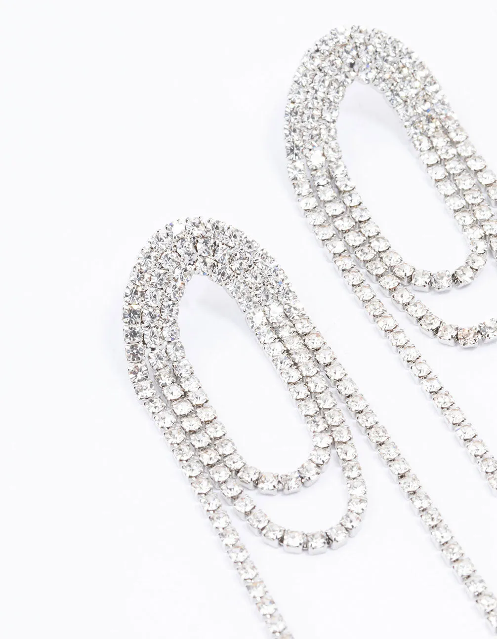 Silver Diamante Loop Drop Earrings